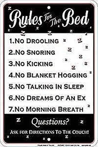 Rules For The Bed funny aluminium sign 305mm x 205mm REDUCED!! - Picture 1 of 1