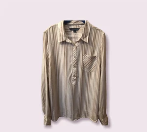 Camisa Tommy Hilfiger para mujer viscosa manga larga lengüeta enrollable popover talla grande - Imagen 1 de 5