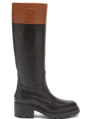 NUEVO EN CAJA CON BOLSA ANTIPOLVO Tod's Wagon 60mm Botas hasta la rodilla MARRÓN/NEGRO 5.5 Foto 1 de 3