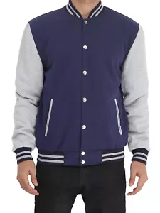 Chaqueta universitaria azul marino y gris para hombre - Imagen 1 de 8