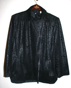 NEW Womens Chico's Faux Suede Leopard Print Black Moto Jacket 4 20/22 NWT $169 - Picture 1 of 4