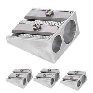 4*Manual Pencil Sharpener 2-Hole Pencil Sharpener Magnesium Alloy Wedge Profile - Picture 1 of 11