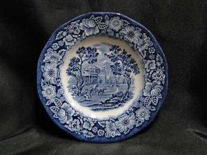 Staffordshire Liberty Blue, Blue & White Scene: Bread Plate, 6", Crazing - Picture 1 of 6