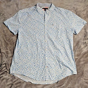 Tommy Hilfiger Kurzarmhemd blau weiß geblümt XXL Slim Fit Button Down - Bild 1 von 9