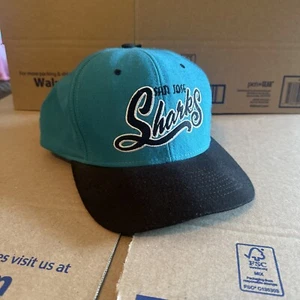 Vintage 90s Nutmeg San Jose Sharks Snapback Hat American Needle Made USA Script - Picture 1 of 10