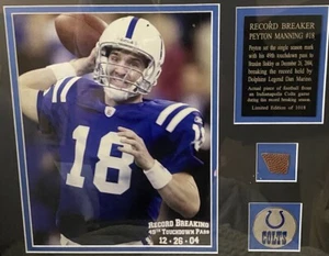 Framed Picture Peyton Manning 2004 49th Touchdown Pass With Piece Of Game Ball - Picture 1 of 5