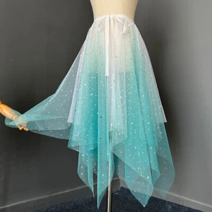 Spitze Damen Mädchen Netz Wickel Rock Sarong glänzend Farbverlauf transparent glänzend Glitzer - Bild 1 von 9