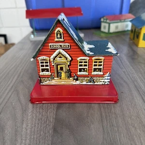 VINTAGE TIN LITHOGRAPH SCHOOL HOUSE P.S. 23 STILL BANK "U.S. METAL TOY CO." - Picture 1 of 6