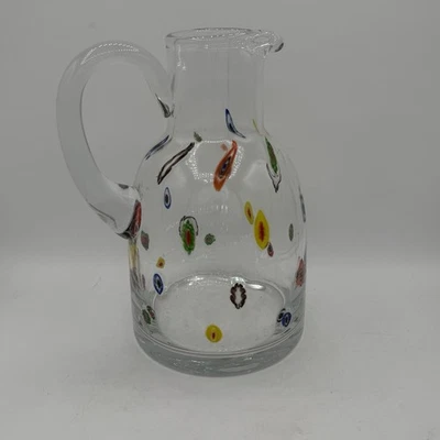 Jarra de vidrio artístico Murano Italia Leonardo Millefiori ~ italiana vintage Foto 1 de 4