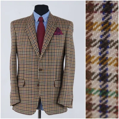 Mens Multi ColorTweed Jacket 40R US Size Italian Check  Wool Sport Coat Blazer - Image 1 of 4