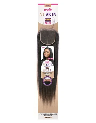 Janet MELT Natural Virgin Remy NUSKIN UHD 4X5 Invisible Lace Closure- STRAIGHT - Image 1 of 4