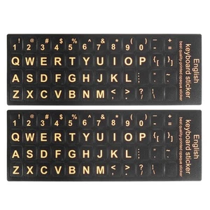 English Stickers, 2pcs Cover Style 2, Black Background Orange Lettering - Picture 1 of 5