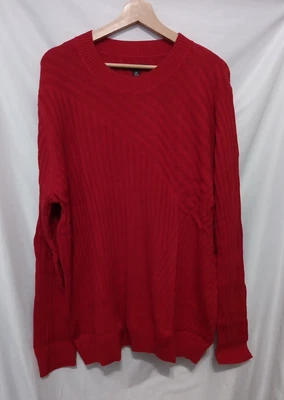INC International Concepts Sweater Men 2XL Cut Ruby Red Crewneck Pullover - Image 1 of 4
