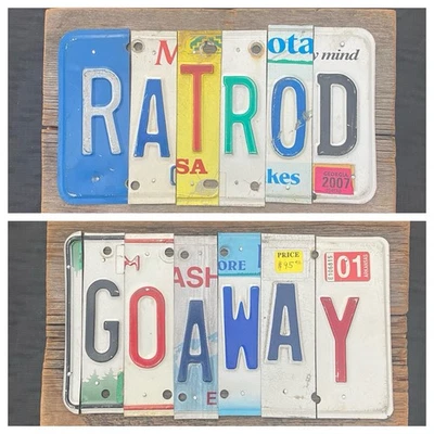 FLIPS SIGN “RATROD OR GO AWAY” CUSTOM BEST ART LICENSE PLATE ART Holiday Gift - Image 1 of 4