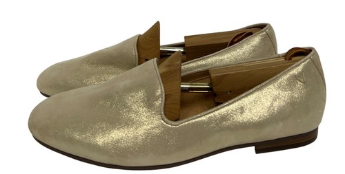 Mocassino donna Vionic Willa II scarpe slip on piatto pelle oro taglia 11 NUOVO