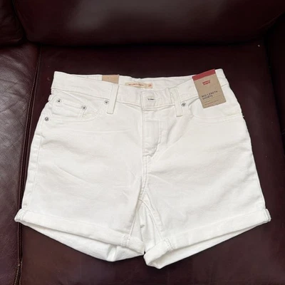 Pantalones Cortos Levi’s Jeans Para Mujer Talla 28 Blanco Largo Medio Denim Elástico   Foto 1 de 4