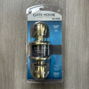 Gate House Bed Bath Locking Door Knob Polished Brass Finish #0117976 NEW - Picture 1 of 7