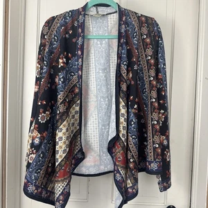 Maglione cardigan aperto pomodoro volante donna grande azteco sud-ovest boho retrò - Foto 1 di 5