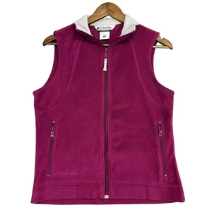 Columbia Fleece Vest Full Zip Pockets Sleeveless Outdoor Magenta Pink Womens S - Picture 1 of 8