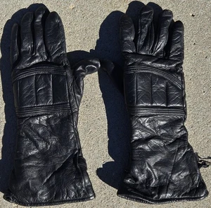 Rocky Cycle Co Japan Black Leather Motorcycle Gloves 13.5" Medium Faux Fur Lined - Bild 1 von 3