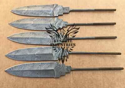 Lot of 5 Damascus Steel Blank Blade Knife For Knife Making Supplies (SU-137) - Image 1 of 4