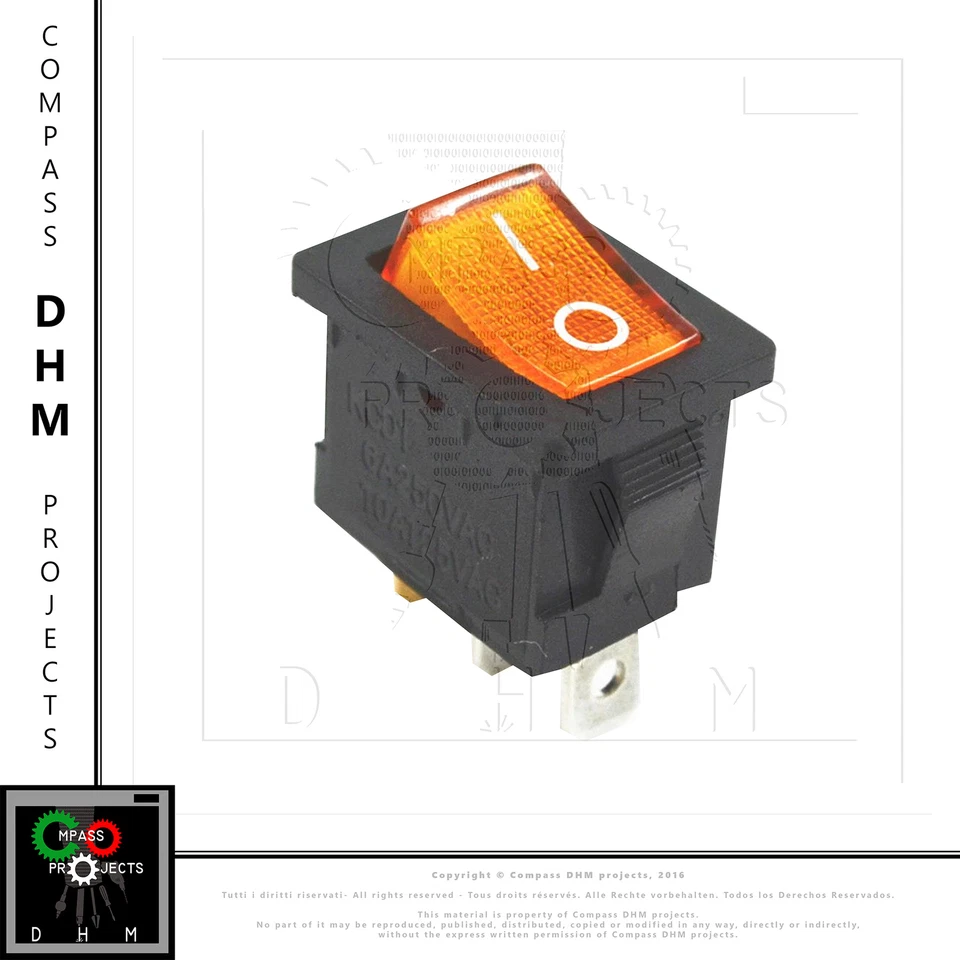 Interruttore quadro pulsante GIALLO on/off switch 6A 250V - Immagine 1 di 1