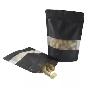 Black/Silver Frosted Window Zip Seal Bags for Granulated Sugar Products 16x24cm - Picture 1 of 6