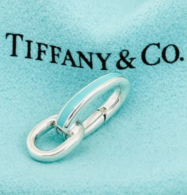 Tiffany Blue Enamel Oval Clasping Link Jump Ring Charm Bracelet Length Extender - Image 1 of 4