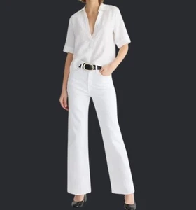 J. Crew Slim Wide Leg Jeans Damen 29 weiß Küste Strand Freizeit Urlaub neu mit Etikett - Bild 1 von 14
