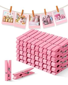 Pink Clothes Pins for Baby Shower Mini Wooden Clothespins 1.4 Inch 50 PCS Col... - Picture 1 of 9
