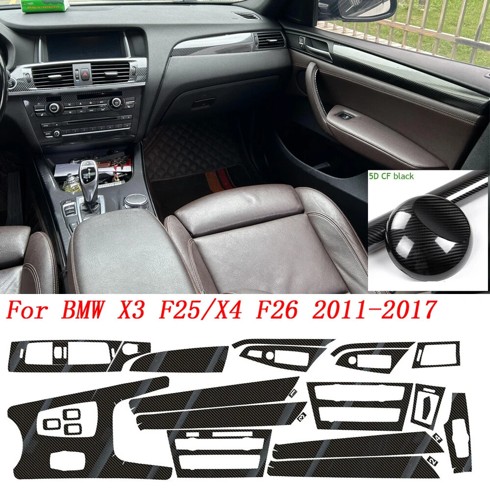 For BMW X3 X4 F25 F26 5D carbon fiber black Pattern Interior DIY Trim Decals Foto 1 de 4
