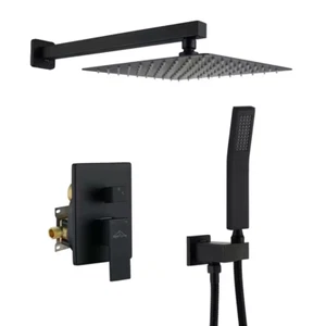 1-Spray Patterns with 2.5 GPM 10 In. Square Wall Mount Dual Shower Heads with Pr - Picture 1 of 12