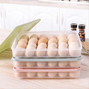 Plastic Egg Storage Box Case Refrigerator 24 Grids Storage Rack Holder Container - Picture 1 of 12