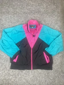 Vintage Windbreaker Women Large Parachute Forteza Colorblock Retro Nylon 80s 90s - Picture 1 of 16