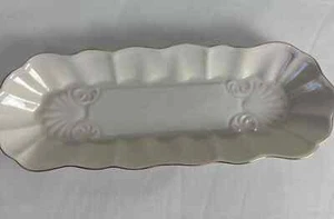 Belleeck Ireland Pink  Scalloped Edges Floral Embossing Gold Trim Dish - Picture 1 of 7