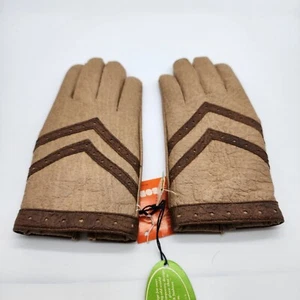 Vtg Van Raalte Beige Driving Gloves Vinyl Trim Lined Lightweight women’s L - Picture 1 of 9