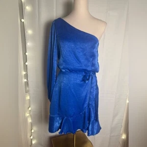 Peach Love California Blau One Shoulder Wickelkleid - Bild 1 von 7
