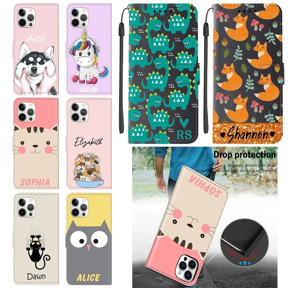Personalised Flip Wallet Phone Case For iphone 16 15 Pro Max 14 13 12 11 Cover - Image 1 of 4