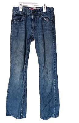 Niñas LEVIS 527 Pantalones Corte Bota Azul Denim Jeans Rojo Etiqueta Talla 12 Ajustados 24W X 26L Foto 1 de 4