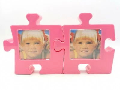 2 marcos de fotos vintage de piezas de rompecabezas nuevos en caja papel rosa lindo divertido decoración retro Foto 1 de 4