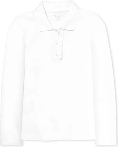 NUEVO Camisa Polo The Children's Place Niñas Manga Larga Volantes Piqué L 10/12 - Imagen 1 de 1