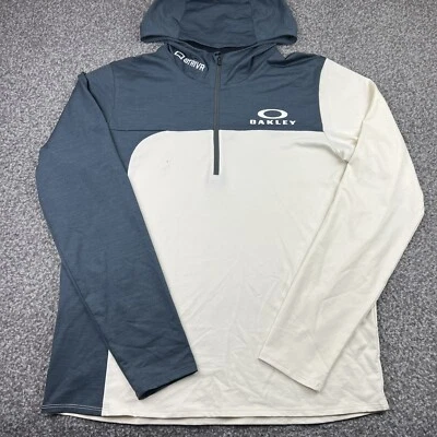 Suéter Oakley Para Hombres Pequeño Azul Marfil Pullover Sudadera con Capucha Bolsillos Edición Tour Pro Golf Foto 1 de 4