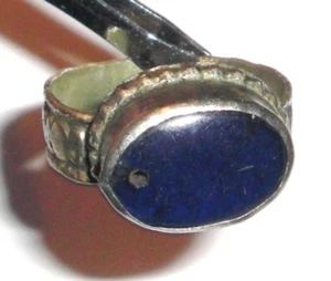Costume Jewelry Ring from Uzbekistan with Blue Stone Handmade Vintage Wearable - Picture 1 of 3