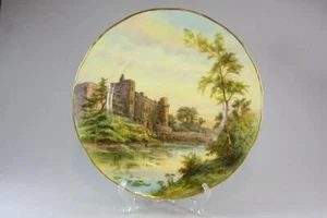 ANTIQUE ROYAL WORCESTER WARWICK CASTLE PLATE SIGNED RAYMOND RUSHTON - Picture 1 of 7