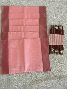 Oriental Design Silk 6 Pink Placemats with 6 sets of Chopsticks in Holder - Picture 1 of 6