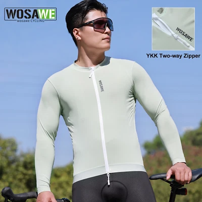 WOSAWE Cycling Jersey Skin Friendly Breathable Men Riding Top Rear Waist Pockets - Image 1 of 4