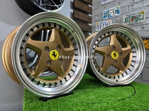 4 x 15 Inch 4x100 Ferrari 348 Style Bronze Polished JDM Wheels: Fits For Nissan - Picture 1 of 18