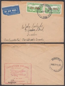 NEW ZEALAND 1931 CHRISTCHURCH TO DUNEDIN XMAS FLIGHT COVER (ID:002/D64916) - Picture 1 of 1