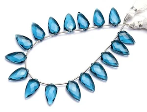 Indicolite Tourmaline Color Quartz 15x11MM Size Faceted Briollete Beads7" Strand - Picture 1 of 6