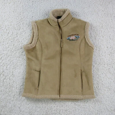 Polar 背心女式小号棕色西部全拉链骑行家务无袖 — 第 1/4 张图片